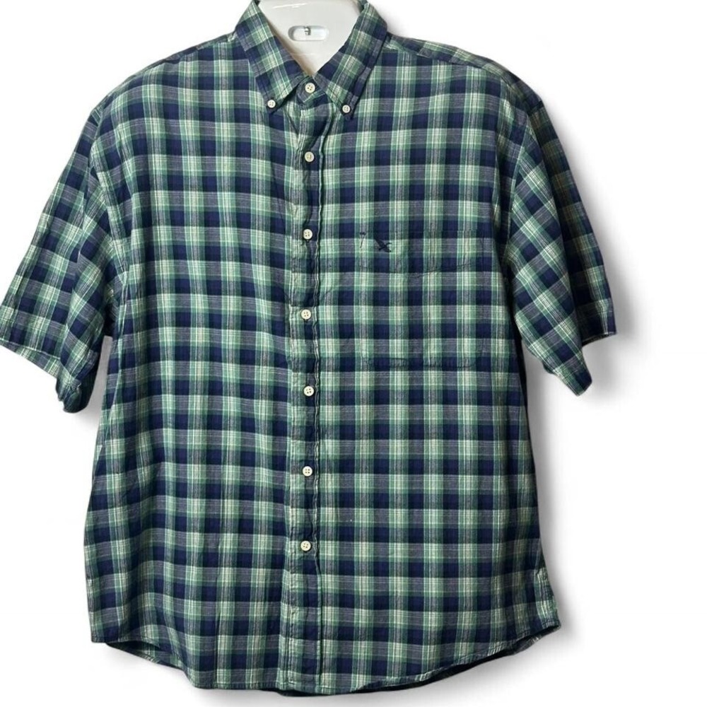 Vintage Eddie Bauer Short Sleeve Lightweight Plaid Button Up Shirt‎